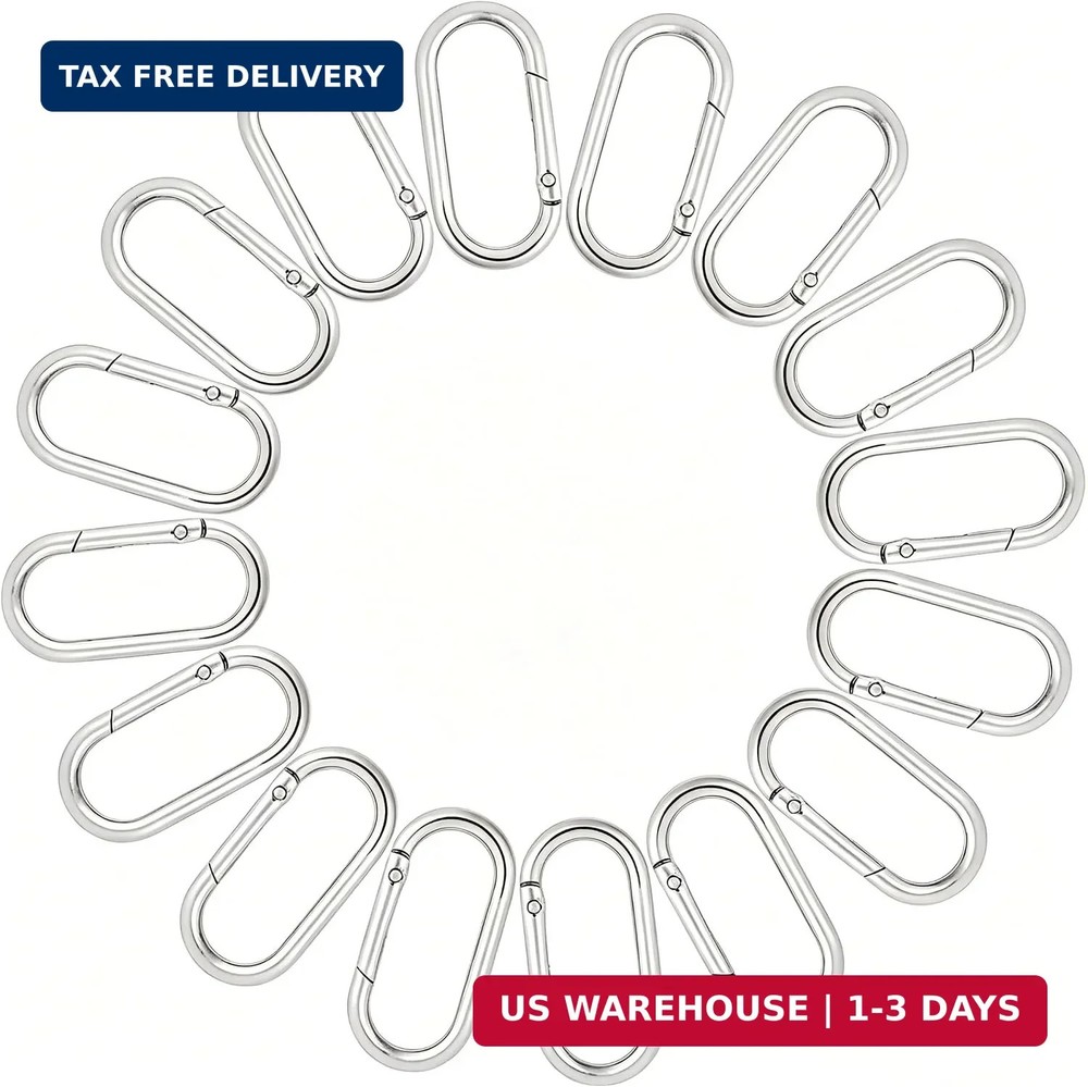 16 Pcs Carabiners Clip,Oval Shape Cute Carabiner Keychain Clip Aluminum Hook Acc