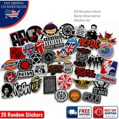 20 Random Rock Punk Band Stickers Waterproof Vinyl Decal Mix 0.75″ To 2.25″ Lot