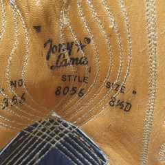 Tony Lama Western Boots Men 8.5D Blue Cowboy Antelope Leather USA Made 8056 RARE