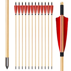 12pcs 33» Wooden Arrows Archery Handmade Arrows Shaft Turkey Feather Fletching
