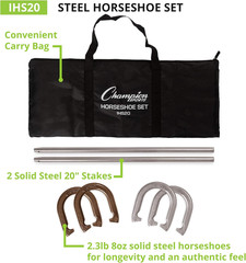 Horseshoe Set: Traditional Outdoor Lawn Game Includes Four Professional Solid St