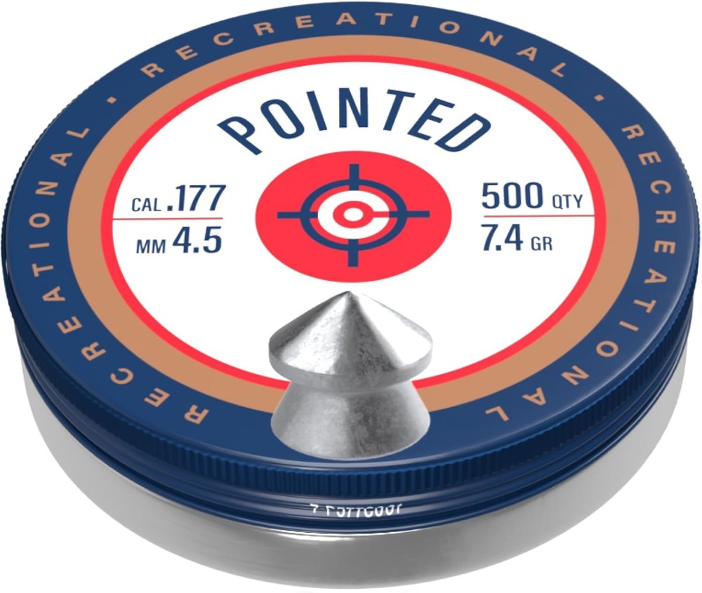 .177 Caliber Pointed Lead Pellets 500 Count Tin for Air Rifle Pistol