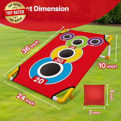 Cornhole Board with 21+ Games, 8 Bean Bags – Arcade Style Corn Hole Games for Ad