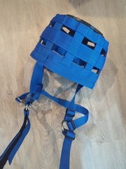 Horse Grazing Muzzle & Anti-Bite Halter, Large Size Blue Nylon