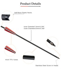 TOPARCHERY 20″ Crossbow Bolts Crossbow Arrows OD8.8mm for Archery Hunting-12PACK