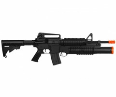 Double Eagle M813 AEG Airsoft Rifle w/ Under Barrel Spring Tri-Shot Launcher
