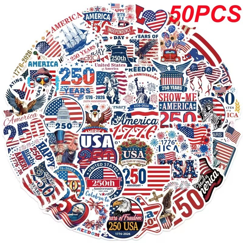 50-200Pcs 250th Anniversary Sticker USA 250 Years of Freedom Anniversary