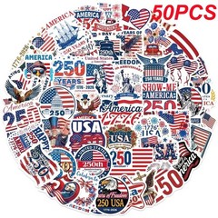 50-200Pcs 250th Anniversary Sticker USA 250 Years of Freedom Anniversary