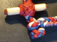 RWB AMERICAN FLAG 10 Plait Pryor ParaCord Hondo w/ Bull Rawhide Burner Buckaro