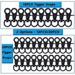 10PCS Trigger Snap Hooks 2.32» x 0.82» Zinc Alloy Black Swivel Snap Hooks H…