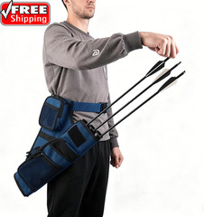 3-Tubes Hip Quiver Waist Hanged Arrow Archery Carry Bag with Pockets Adjustable