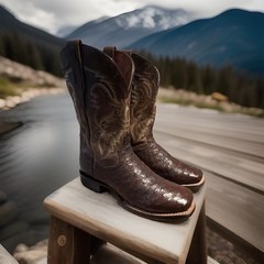 Dan Post Men’s Western Equestrian Boots Brown Ostrich Leather Classic Style