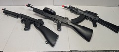 Lot 3 Used Airsoft Blaster BB SMG Pulse R15 Drum Mag Battery Black Orange Tip