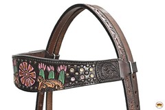 Western Headstall and Breast Collar Set HILASON Tooled Leather Horse Bridle Tack