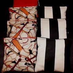 Baseball and bat Mlb with Refs black and white CORNHOLE BEAN BAGS Regulation