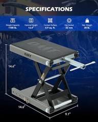 Motorcycle Lift, 1100lb Motorcycle Scissor Lift Jack with Wide Deck T Grey
