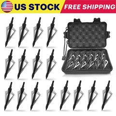 16Pcs 100Grain Archery Broadheads 3Blade Hunting Crossbow Compound Bow Arrow Tip