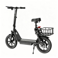 AOVOPRO Electric Scooter Adults Foldable Scooter – Seat & Carry Basket E Mopeds