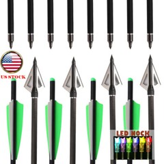 12PCS 20» Carbon Crossbow Bolts Crossbow Arrows 100 Grain Broadheads Hunting