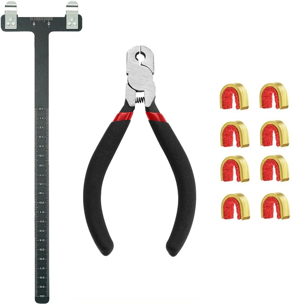 Archery Bow String Nocking Points Set with T Square Ruler Black