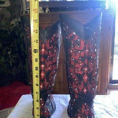Black and Red Sexy Tall Western Equestrian Country Cowgirl Cowboy Bling Boots