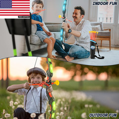 Bow and Arrow Set for Kids, 2 Pack LED Light up Archery Set with 20 Suction Cup