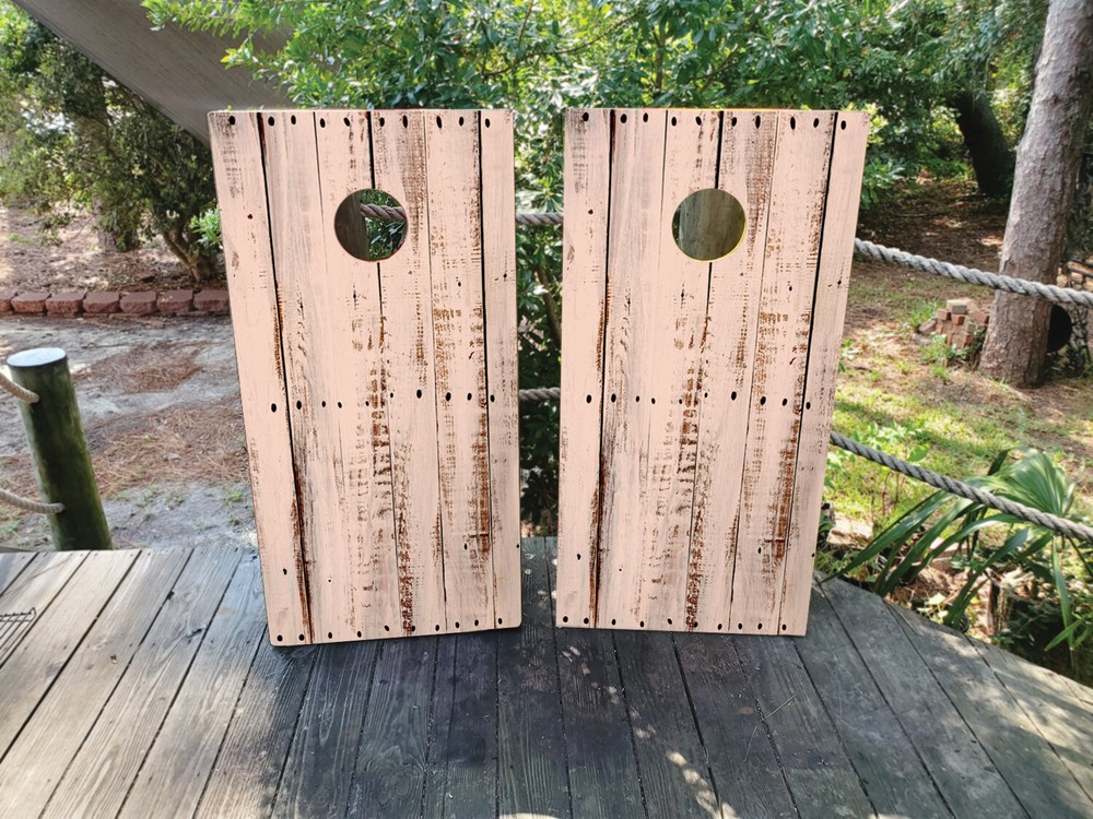WATERPROOF «Weathered Wood» Cornhole Board Wraps / Cornhole Decals