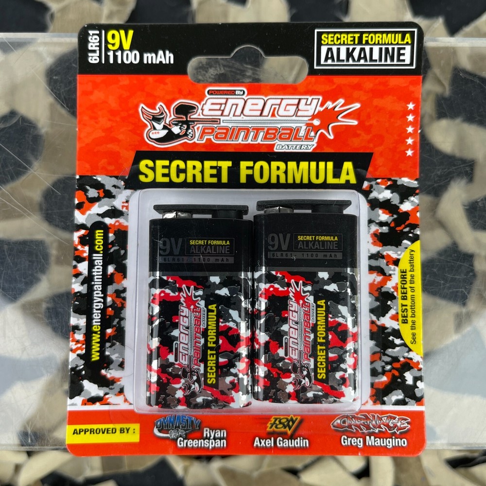 NEW Energy Paintball 9V 1100mAh Secret Formula Alkaline Battery – 2 Pack