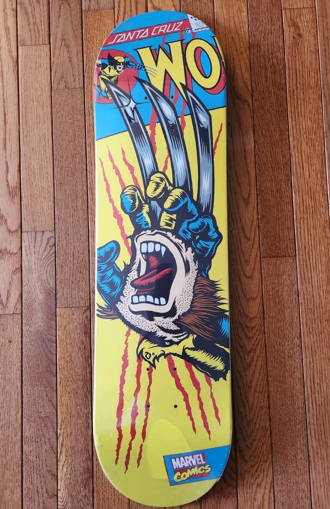Rare OOP Santa Cruz X Marvel Wolverine Screaming Hand Skateboard SEALED