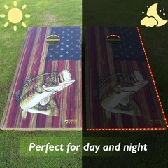 LED Cornhole Board Set 4×2 Waterproof Wood with RGB Lights & Bags
