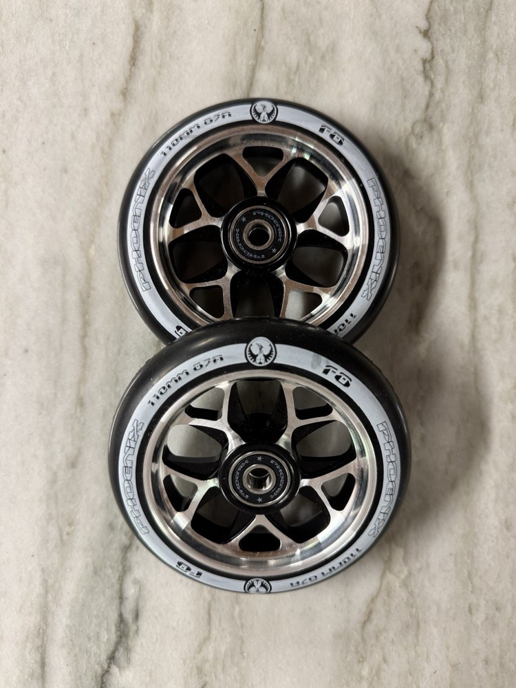 2 – Phoenix F8 Alloy Core Wheel 110mm ABEC-9 bearings – Black/Black – NEW