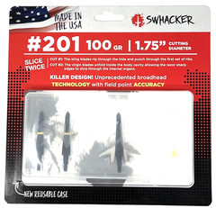 Swhacker Broadheads – 2 Blade, 100 Grain, 1.75” Cut, 3 Pack with Practice Head