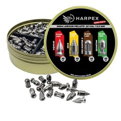 HARPEX Aquiles 200 Count / 4 Type 5.5mm .22 Caliber HUNTING PELLETS SAMPLER