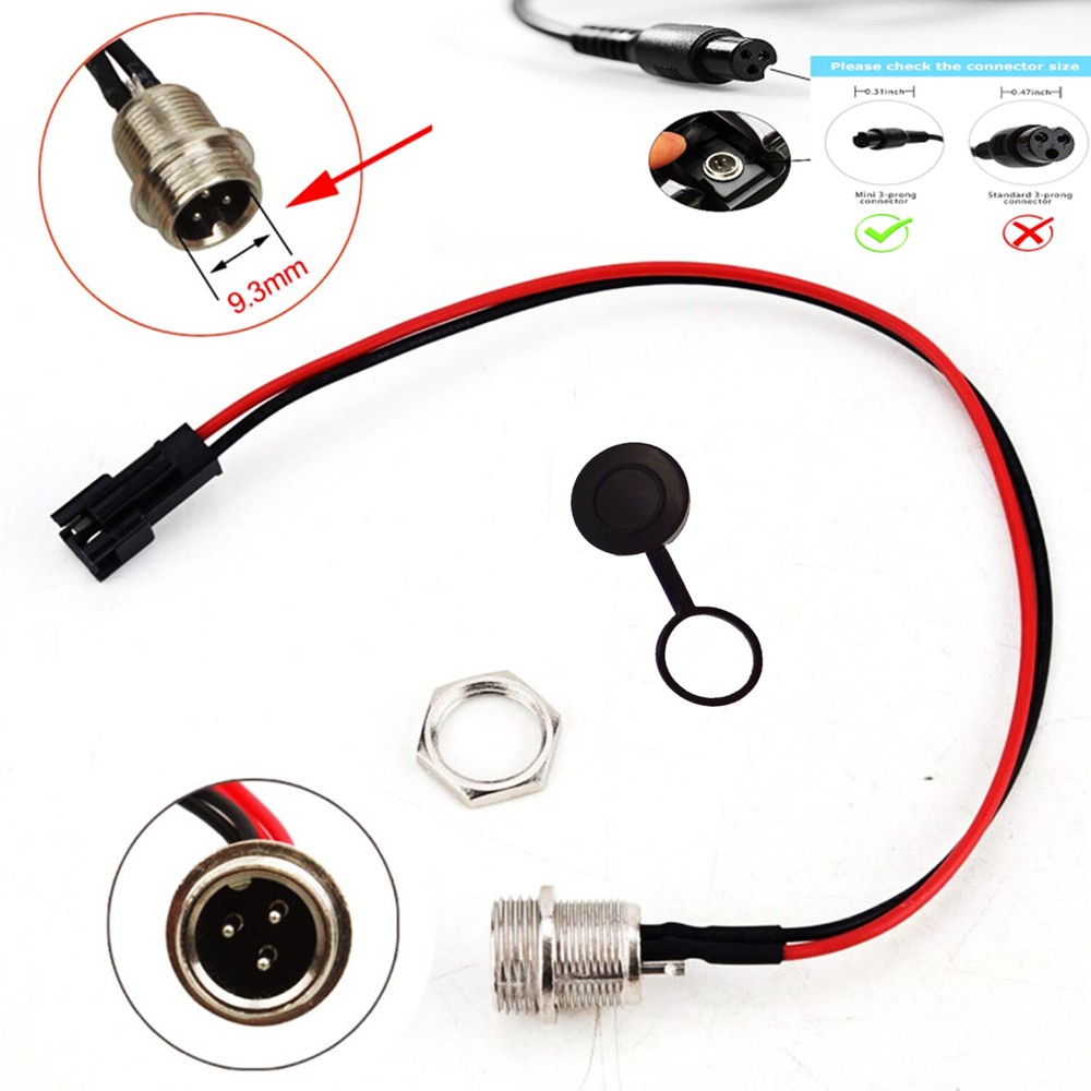 3 Pin 2 Prong 2 Wire (Mini) Hoverboard Charging Port for Scooter Charger Cable