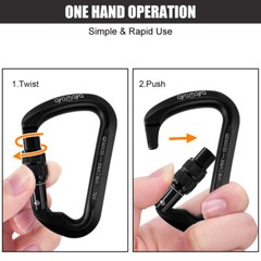 30KN Aluminum Locking Climbing Carabiner D Shape Screwgate Carabiner Clip Hook