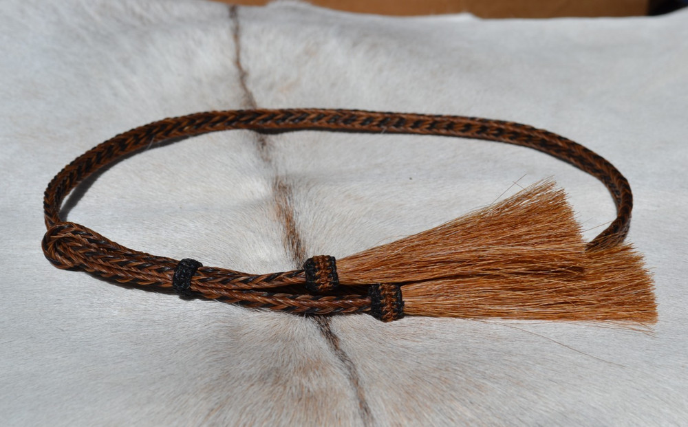 3/8″ Braided Horsehair Hatband Double Side Tassel – Chestnut/Black