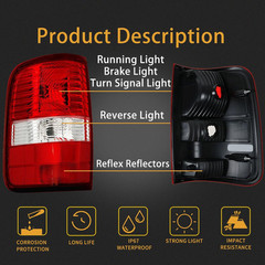 Tail Light Housing Compatible with 2004-2008 Ford F150 F-150 Driver and Passenge