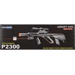 UKARMS P2300 AUG Spring Power Airsoft Rifle w/ Laser and Scope – Black