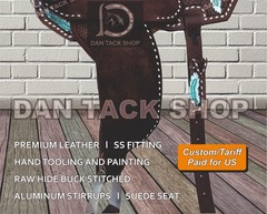 Western Barrel Leather Horse Racing Saddle with Tack Set Free shipping