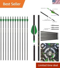 12 Pack Ambidextrous Carbon Arrows – 29 Inch with Strong TPU Vanes for Accuracy