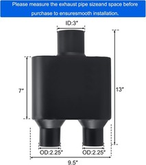 Universal Mufflers,Performance Automotive Exhaust Muffler, Single Chamber Black