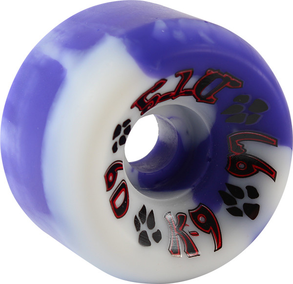 Dogtown K-9 Skateboard Wheels 60mm x 97a – Purple / White Swirl (Set of 4)