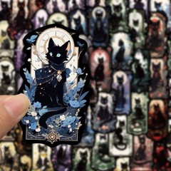 30Pcs Mixed Gothic Medieval Astrology Tarot Black Cat Dark Witch Kitty Stickers