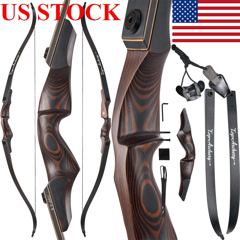 60» RH Archery Takedown Recurve Bow 30-55lb Wooden Riser &Arrows Hunting Target