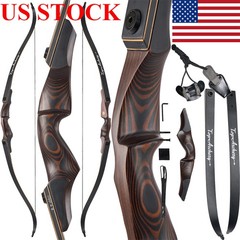60» RH Archery Takedown Recurve Bow 30-55lb Wooden Riser &Arrows Hunting Target