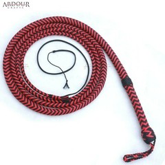 Indy Style Bull Whip 6 to 12 Foot 8 Plaits Red Black Nylon Para-cord Bullwhip