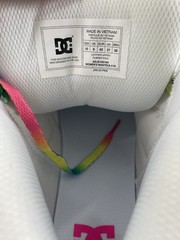 DC Unisex woman’s White Multicolor High Top Sneakers Rainbow Laces Size 10