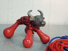 FIERY RED Micro Brahma Bull ROPING DUMMY – Pro Paracord Training Set