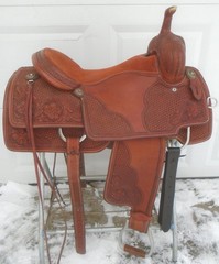 16.5″ CACTUS Saddlery Working Cowhorse Saddle~Cutting~Reining~TOOLED~GREAT COND