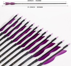 31″ Carbon Hunting Arrows with Turkey Feathers, 12 Pack